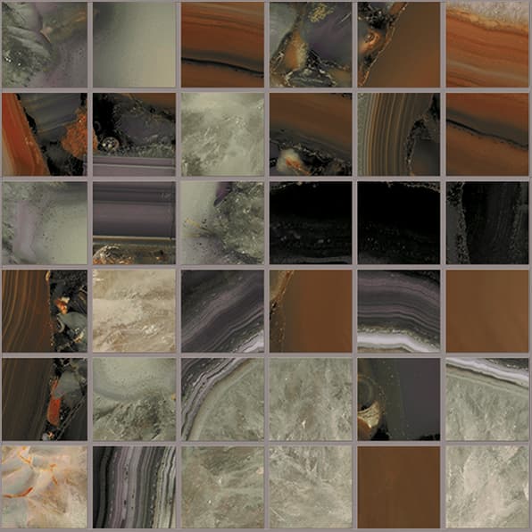Tele Di Marmo Precious Mosaico Agate Brown Lappato 30x30