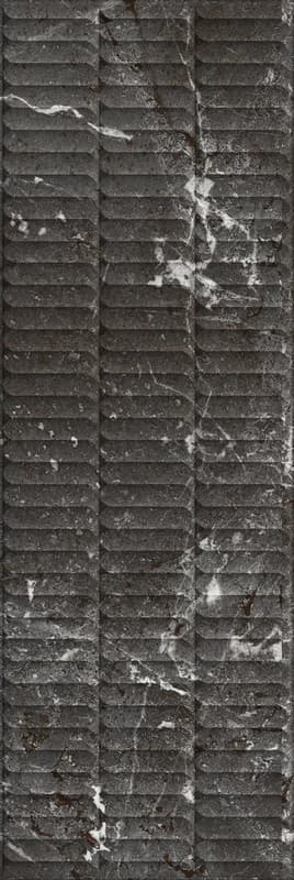 KM3090B0170R Тубкаль чёрный глянцевый структура обрезной 30x89,5x1,05 керамическая плитка